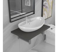 Prolenta Premium - Set de 2 meubles de salle de bain céramique gris