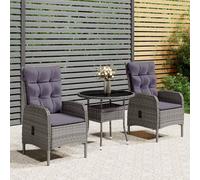 Prolenta Premium - Set de jardin bistrot 3 pièces Poly rotin gris