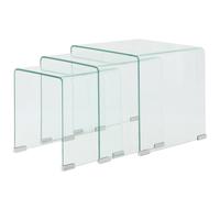 Prolenta Premium - Set de trois tables d'ensemble en verre trempé Transparent