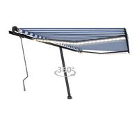 Prolenta Premium - Store manuel rétractable avec LED 450x350 cm bleu et blanc