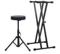 Prolenta Premium - Support de clavier et tabouret à double support Noir