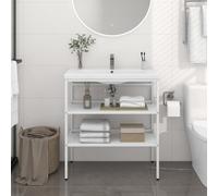 Prolenta Premium - Support de lavabo de salle de bain blanc 79x38x83 cm fer
