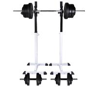 Prolenta Premium - Support pour squats/ haltères longs avec ensemble d'haltères 60,5 kg