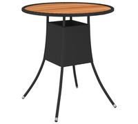 Prolenta Premium - Table À Dîner De Jardin Noir Ø 70 Cm Résine Tressée Et Acacia Noir