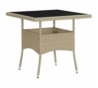 Prolenta Premium - Table À Dîner D'extérieur Beige Résine Tressée Et Verre Beige