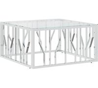 Prolenta Premium - Table basse 80x80x40 cm acier inoxydable et verre