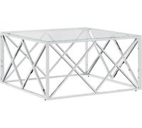 Prolenta Premium - Table basse 80x80x40 cm acier inoxydable et verre