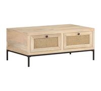 Prolenta Premium - Table basse 90x50x37 cm Mango massif et cannage