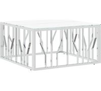 Prolenta Premium - Table basse argentée 80x80x40 cm acier inoxydable et verre