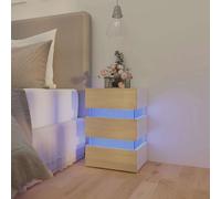 Prolenta Premium - Table de chevet LED blanc et chêne Sonoma 45x35x67 cm Bois composite