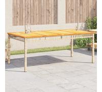Prolenta Premium - Table De Jardin Beige 180x90x75 Cm Résine Tressée Et Acacia Beige