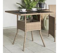 Prolenta Premium - Table De Jardin Dessus En Verre Beige 80x80x75cm Résine Tressée Beige
