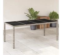 Prolenta Premium - Table De Jardin Dessus En Verre Gris Clair Résine Tressée Gris