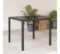 Prolenta Premium - Table De Jardin Dessus En Verre Noir 90x90x75 Cm Résine Tressée Noir