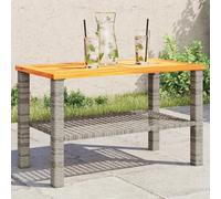 Prolenta Premium - Table De Jardin Gris 70x38x42 Cm Résine Tressée Et Bois Acacia Gris
