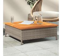 Prolenta Premium - Table De Jardin Gris 70x70x25 Cm Résine Tressée Et Bois Acacia Gris