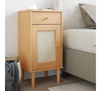 Prolenta Premium - Table de nuit SENJA aspect rotin brun 40x35x80cm pin massif