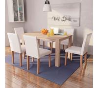 Prolenta Premium Table de salle à manger et chaises 7 pcs. similicuir chêne blanc crème