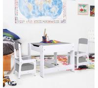 Prolenta Premium - Table d'enfant avec 2 chaises Blanc MDF