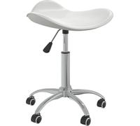 Prolenta Premium - Tabouret de coiffure à roulettes Blanc Similicuir