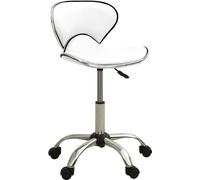 Prolenta Premium - Tabouret de coiffure à roulettes Blanc Similicuir