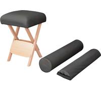 Prolenta Premium - Tabouret de massage pliable siège épais 12 cm & 2 traversins noir