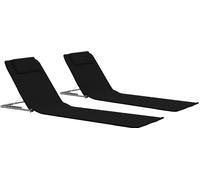 Prolenta Premium - Tapis de plage pliable 2 pcs acier et tissu noir