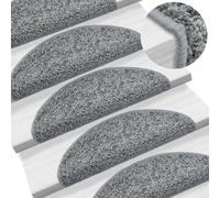 Prolenta Premium - Tapis d'escalier 15 pcs. 65x21x4 cm Gris Demi rond Grand