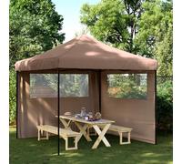 Prolenta Premium - Tente De Réception Pliable Escamotable Avec 2 Parois Latérales Marron