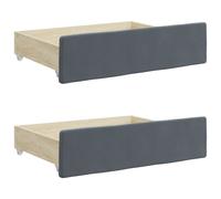 Prolenta Premium - Tiroir de lit 2 pcs. Gris foncé Bois composite et velours