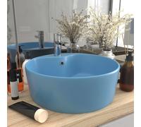 Prolenta Premium - Vasque de luxe avec trop-plein Bleu clair mat 36x13 cm Céramique