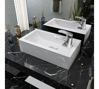 Prolenta Premium - Vasque Rectangulaire avec Trou de Robinet Céramique Blanc 46x25,5x12 cm