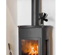 Prolenta Premium - Ventilateur de poêle Fonctionne à la chaleur 5 pales Noir