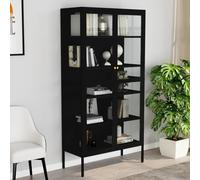 Prolenta Premium Vitrine noire 90x40x180 cm Acier et verre trempé