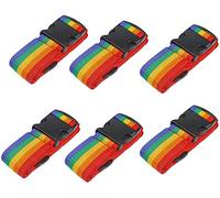 ProLeo Lot de 6 sangles de bagage, réglables, antidérapantes, longues, accessoires, pour le voyage, la valise, multicolore (arc-en-ciel), multicolore, m