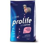Prolife Adulte Sensitive Adult Medium / Large Agneau et Riz Aliments secs complets pour chiens adultes de taille moyenne et grande, lot de 2,5 kg.