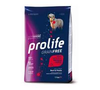 Prolife Chien Grainfree Sensitive Adult Medium/Large Boeuf et Pommes de terre Aliment sec complet pour chiens adultes de taille moyenne et grande, monoprotéine, sans céréales, lot de 10 kg.