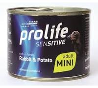 Prolife Humide Chien Adult Mini Sensitive 200 g Aliment complet pour chiens adultes de petite taille, goût lapin et pommes de terre | 6 boîtes de 200 grammes