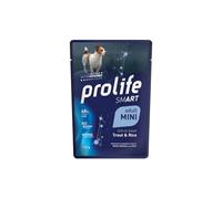 Prolife Humide Chien Adulte Truite et Riz, Aliment complet pour chiens adultes de toutes tailles, Prolife Smart, goût Truite et Riz | 12 sachets de 100 grammes chacun.
