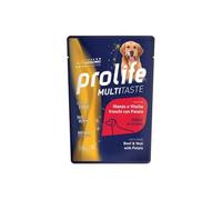 Prolife Humide Chien Multitaste 300 g, aliment complet de qualité pour chiens adultes de toutes tailles, goût boeuf, veau et pommes de terre | 6 sachets de 300 grammes chacun.