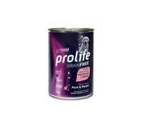 Prolife Humide Chien Puppy Medium Large Sensitive Grainfree 400 g, aliment complet sans céréales pour chiens Adultes de toutes tailles, goût porc et pommes de terre | 6 boîtes de 400 grammes l'une