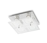 Prolight 367200204 Plafonnier Carré Verre LED 4X3W, Métal, GU10, 3 W, Gris