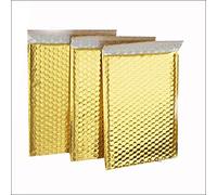 ProLine Lot de 50 enveloppes à bulles extra larges en polyéthylène pour envoi de DVD, CD Doré métallisé #0 16,5 x 25,4 cm