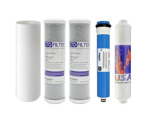 Proline Plus RO Kit de filtres de rechange compatibles - Fabriqué aux États-Unis 1 an d'approvisionnement comprend 5 filtres : membrane d'osmose inverse, filtres à blocs de carbone, filtre à sédiments