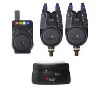 Prologic C Series Ensemble d'alarme sans fil 2 tiges volume réglable, tonalités, sensibilité, veilleuse, lumière de bivouac 100 m (bleu, rouge, vert, jaune)