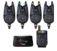 Prologic C-Series Pro Alarm Kit 4+1+1 Red/Grn/Y/B Lot de détecteurs de touche pour la pêche à la carpe et accessoires de pêche