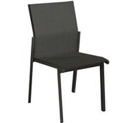 PROLOISIRS Chaise empilable - DELIA - Aluminium époxy graphite - Toile TPEP chevron Graphite