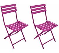Proloisirs Chaise Pliante en Acier Nonza (Lot de 2) Framboise