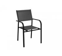 PROLOISIRS-Fauteuil de jardin empilable en aluminium et toile graphites/gris - PROLOISIRS Duca
