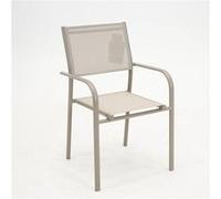 PROLOISIRS Fauteuil Empilable Duca - Aluminium et TPEP - Sand et Sand G